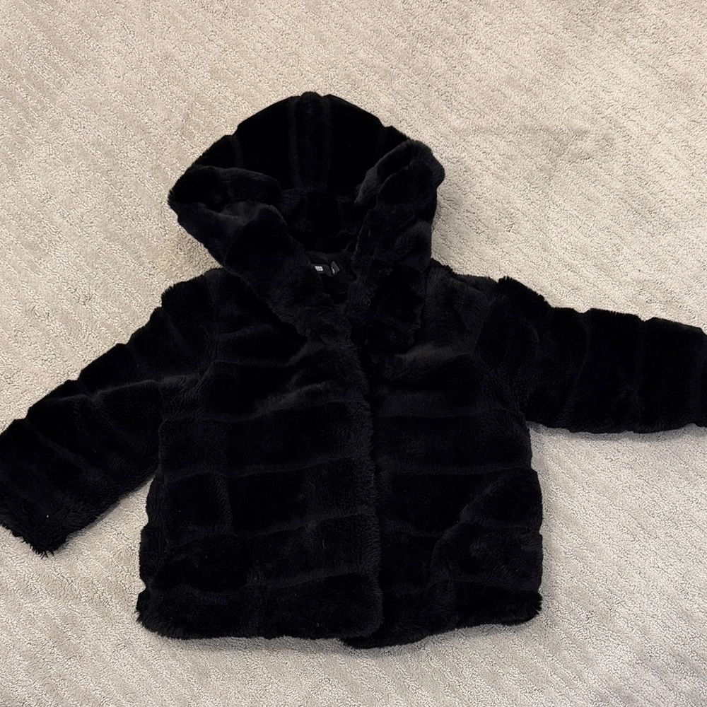 APPARIS Noir PLUCHE™ tiered short coat, size 10- EUC